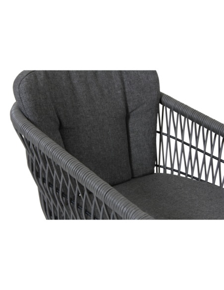 Sillón Exterior KENTON, Ratán sintético / Teca / Olefina / Gris - Brafab