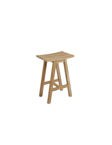 Taburete Alto Exterior KEROS 65 cm, Madera de Teca Natural - Brafab