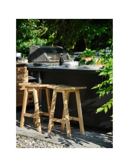 Taburete Alto Exterior KEROS 65 cm, Madera de Teca Natural - Brafab