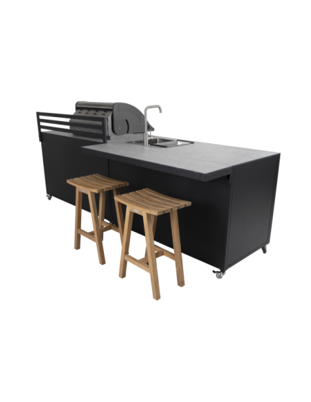 Taburete Alto Exterior KEROS 65 cm, Madera de Teca Natural - Brafab