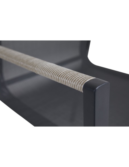 Silla de Comedor Exterior LYRA, Acero Inox / Textilene / Negro / Gris Perla - Brafab