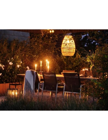 Silla de Comedor Exterior NAOS, Acero inoxidable / Teca / Textilene / Natural / Gris - Brafab