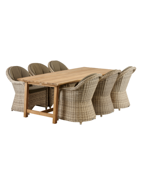 Sillón Exterior PAULINA, Ratán sintético / Olefina / Beige - Brafab