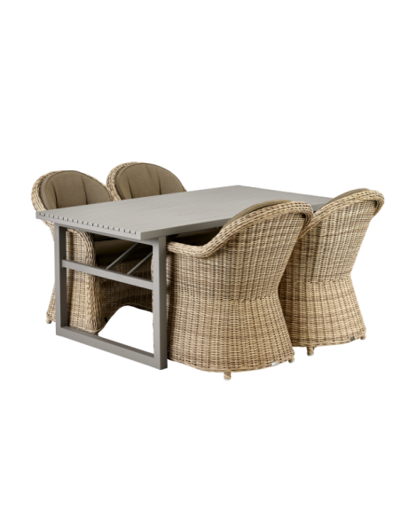 Sillón Exterior PAULINA, Ratán sintético / Olefina / Beige - Brafab