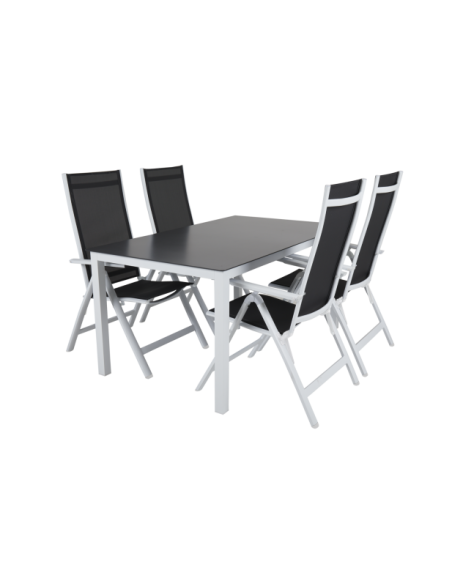 Silla Exterior Plegable RANA, Aluminio / Textilene / Blanco / Negro - Brafab