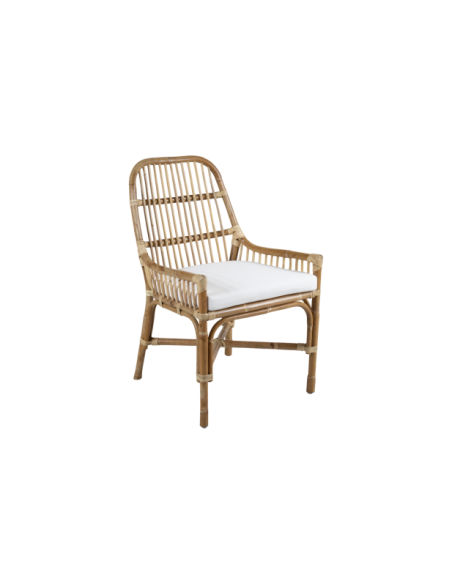 Silla de Comedor Exterior VALLDA, Ratán / Olefina / Natural / Blanco - Brafab