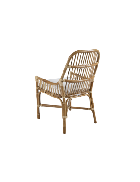 Silla de Comedor Exterior VALLDA, Ratán / Olefina / Natural / Blanco - Brafab