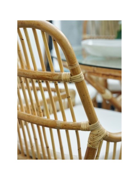 Silla de Comedor Exterior VALLDA, Ratán / Olefina / Natural / Blanco - Brafab