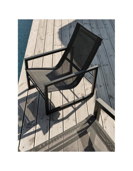 Silla Infantil Exterior VEVI, Aluminio / Textilene / Negro / Gris Antracita - Brafab