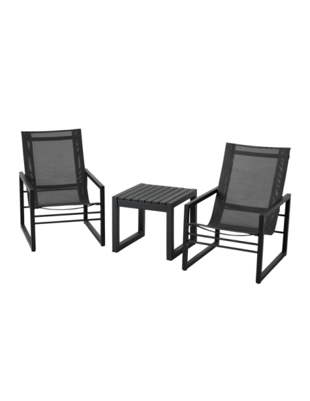 Silla Infantil Exterior VEVI, Aluminio / Textilene / Negro / Gris Antracita - Brafab