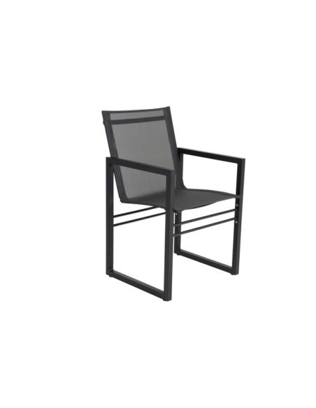 Silla de Comedor Exterior VEVI, Aluminio / Textilene / Negro - Brafab