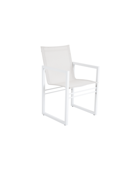 Silla de Comedor Exterior VEVI, Aluminio / Textilene / Blanco / Blanco Roto - Brafab