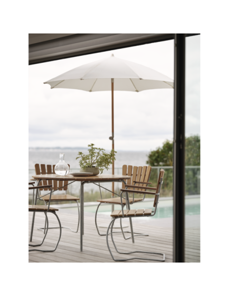 Mesa Plegable Exterior 56:AN Ø110 cm de Comedor, Teca Natural / Acero Galvanizado - Brafab