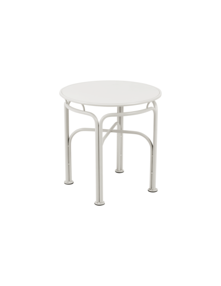 Mesa Auxiliar Exterior ARTS Ø46 cm, Acero / Blanco Suave - Brafab
