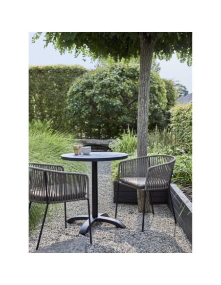 Tablero de Mesa Exterior AVILA Ø70 cm, Aluminio / Negro - Brafab