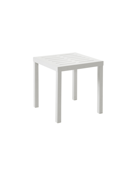 Mesa Auxiliar Exterior BELFORT 50x50 cm, Aluminio / Blanco - Brafab