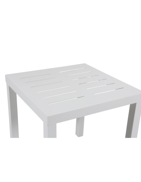 Mesa Auxiliar Exterior BELFORT 50x50 cm, Aluminio / Blanco - Brafab