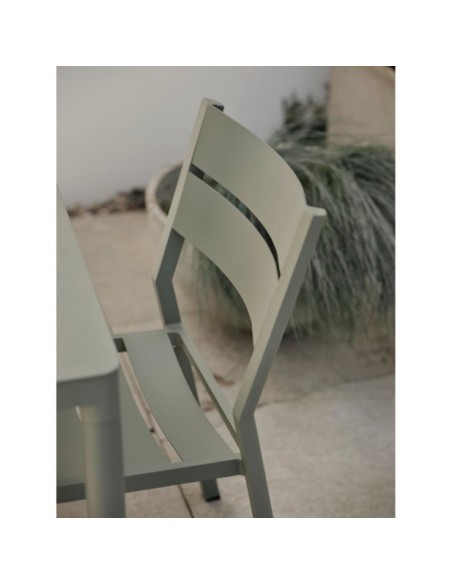 Mesa Exterior BIGBY 144x76 cm de Comedor, Aluminio / Verde Empolvado - Brafab