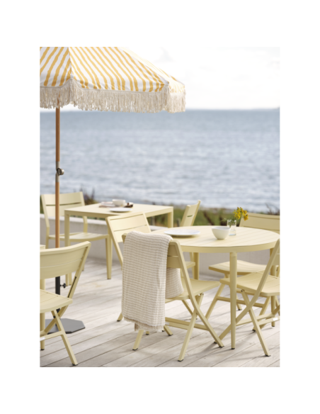 Mesa Exterior BIGBY Ø100 cm de Comedor, Aluminio / Amarillo Limón - Brafab