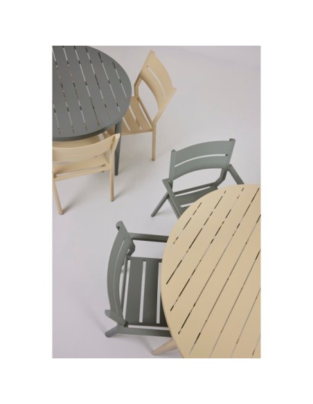 Mesa Exterior BIGBY Ø130 cm de Comedor, Aluminio / Amarillo Limón - Brafab