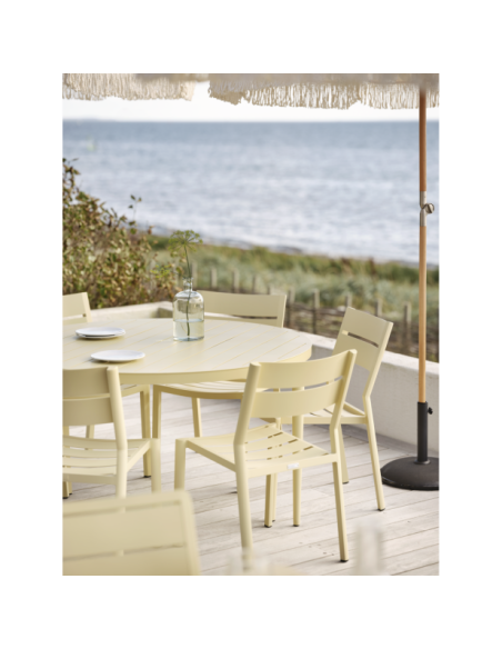 Mesa Exterior BIGBY Ø130 cm de Comedor, Aluminio / Amarillo Limón - Brafab