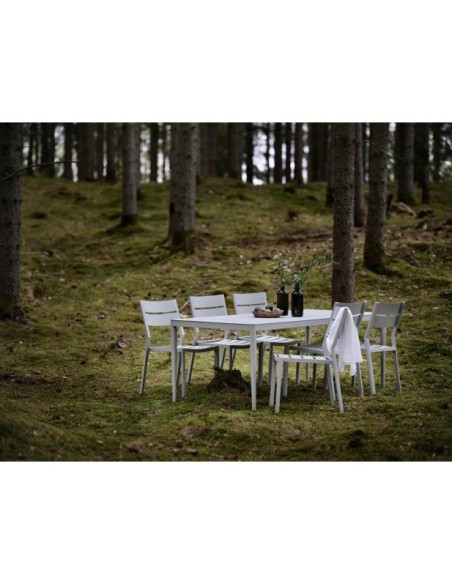 Mesa Exterior BIGBY 195x90 cm de Comedor, Aluminio / Gris Claro - Brafab