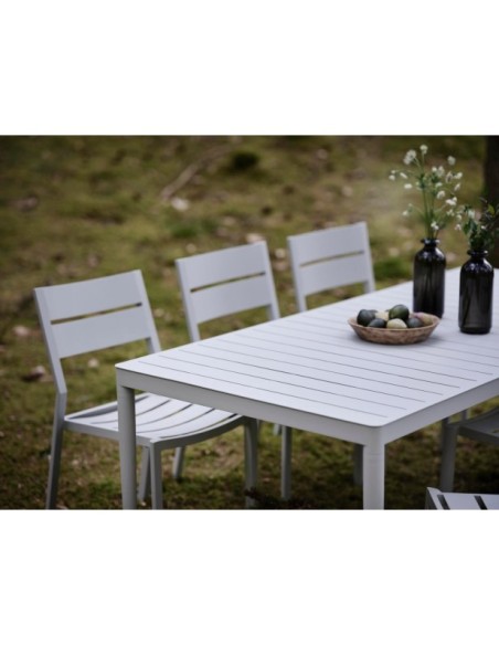 Mesa Exterior BIGBY 195x90 cm de Comedor, Aluminio / Gris Claro - Brafab
