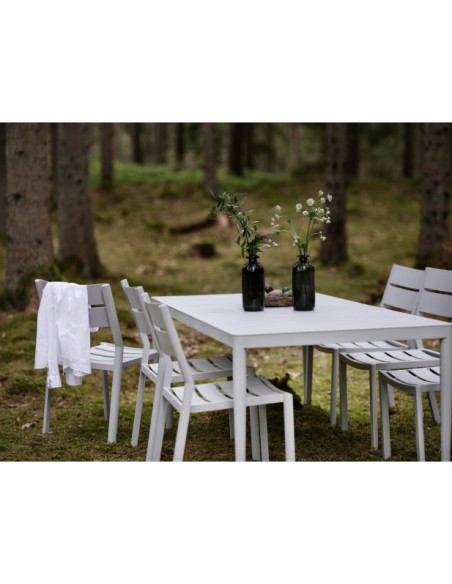 Mesa Exterior BIGBY 195x90 cm de Comedor, Aluminio / Gris Claro - Brafab