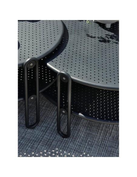 Mesa de Centro Exterior BLIXT Ø85 cm, Aluminio / Negro - Brafab