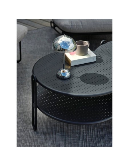 Mesa de Centro Exterior BLIXT Ø65 cm, Aluminio / Negro - Brafab