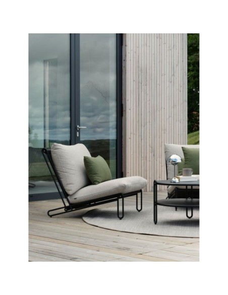 Mesa de Centro Exterior BLIXT Ø65 cm, Aluminio / Negro - Brafab