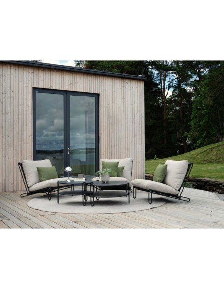 Mesa de Centro Exterior BLIXT Ø65 cm, Aluminio / Negro - Brafab