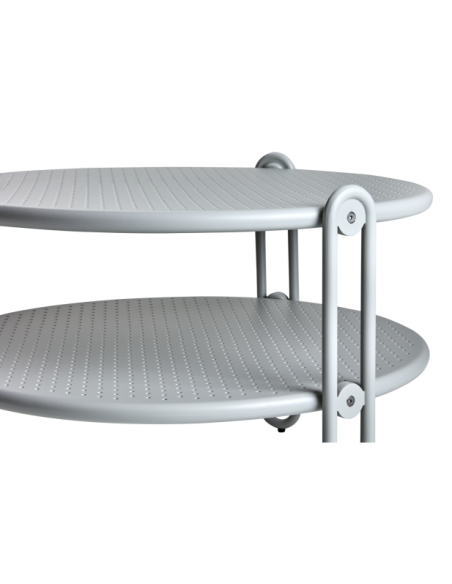 Mesa de Centro Exterior BLIXT Ø65 cm, Aluminio / Gris Claro - Brafab