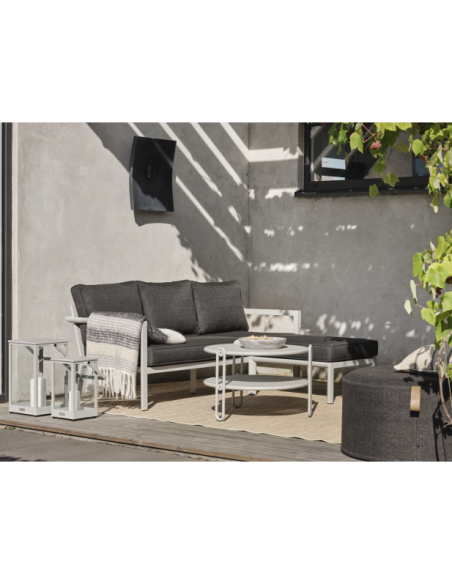 Mesa de Centro Exterior BLIXT Ø65 cm, Aluminio / Gris Claro - Brafab