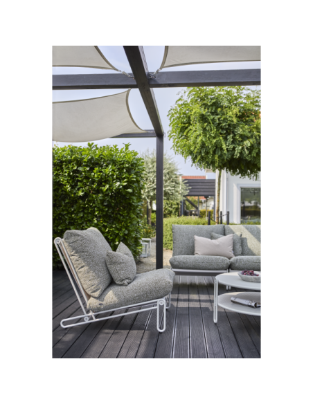 Mesa de Centro Exterior BLIXT Ø85 cm, Aluminio / Gris Claro - Brafab