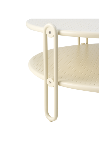 Mesa de Centro Exterior BLIXT Ø85 cm, Aluminio / Blanco Perla - Brafab