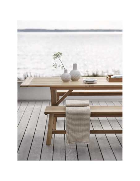 Mesa Extensible Exterior BRUTUS 200/265x100 cm de Comedor, Madera de Teca Natural - Brafab