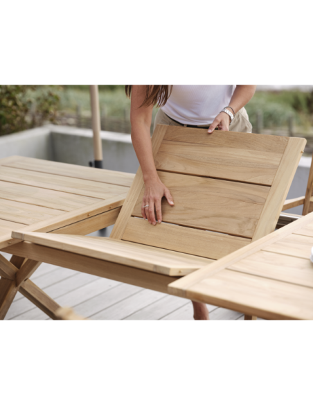 Mesa Extensible Exterior BRUTUS 200/265x100 cm de Comedor, Madera de Teca Natural - Brafab