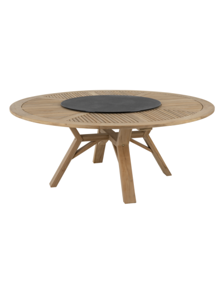 Mesa Exterior CIRCUS Ø180 cm de Comedor, Madera de Teca / Natural / Negro - Brafab