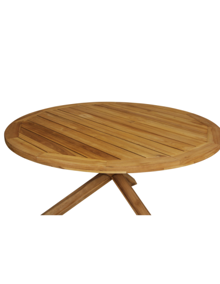 Mesa Exterior EIOS Ø150 cm de Comedor, Madera de Teca / Natural - Brafab