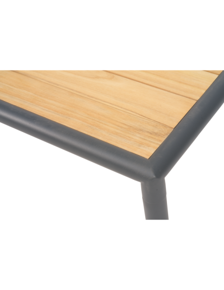 Mesa de Centro Exterior GORDON 140x65 cm, Aluminio, Madera de Teca / Antracita / Natural - Brafab