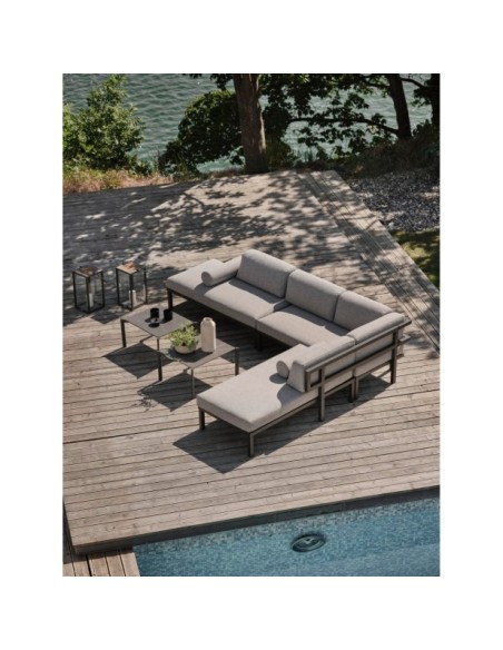 Mesa de Centro Exterior HALLAVARA 56x66 cm, Acero Inox, Piedra compuesta / Antracita / Gris - Brafab