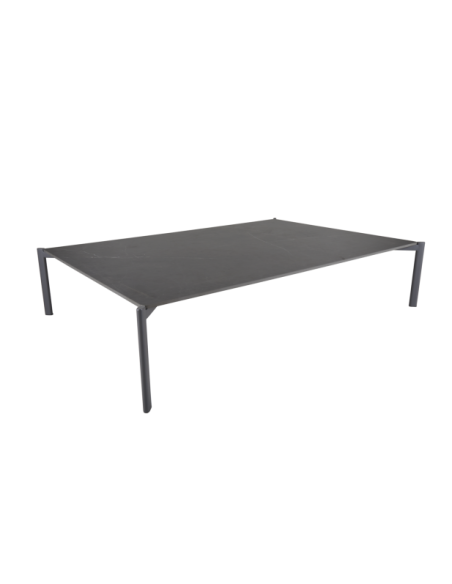 Mesa de Centro Exterior HALLAVARA 162x112 cm, Acero Inox, Piedra compuesta / Antracita / Gris - Brafab