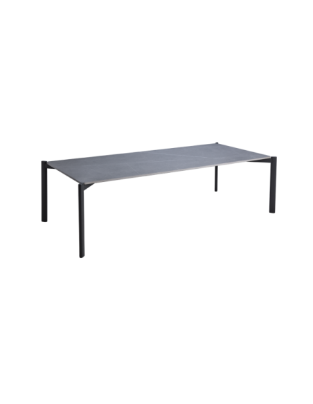 Mesa de Centro Exterior HALLAVARA 146x66 cm, Acero Inox, Piedra compuesta / Negro - Brafab