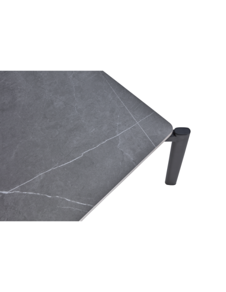 Mesa de Centro Exterior HALLAVARA 146x66 cm, Acero Inox, Piedra compuesta / Negro - Brafab