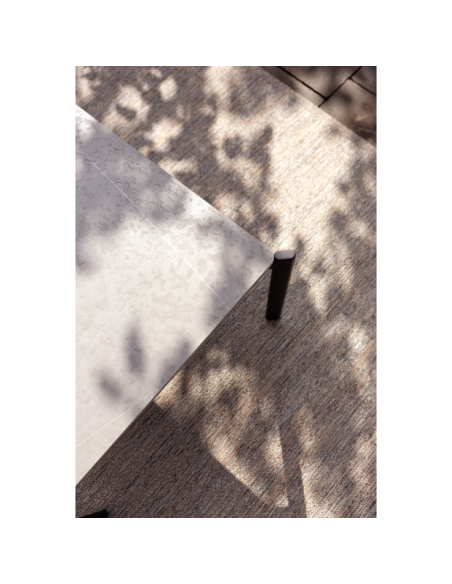 Mesa de Centro Exterior HALLAVARA 146x66 cm, Acero Inox, Piedra compuesta / Negro - Brafab