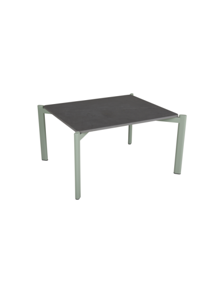 Mesa de Centro Exterior HALLAVARA 56x66 cm, Acero Inox, Piedra compuesta / Verde Empolvado / Gris - Brafab