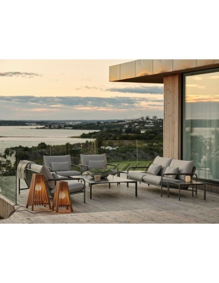 Mesa de Centro Exterior HALLAVARA 162x112 cm, Acero Inox, Piedra compuesta / Verde Empolvado / Gris - Brafab