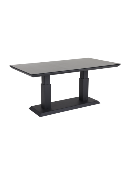 Mesa de Centro Exterior HEIS (altura ajustable), Aluminio, Cristal / Negro - Brafab