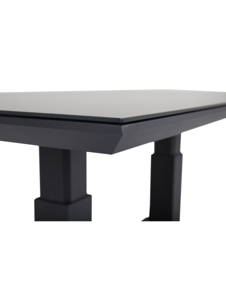 Mesa de Centro Exterior HEIS (altura ajustable), Aluminio, Cristal / Negro - Brafab